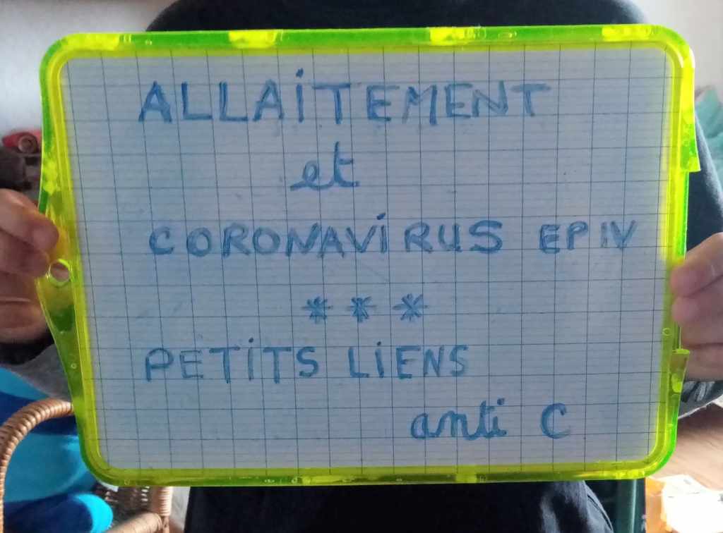 Visuel d'A Lait'coute sur le thème de l'allaitement maternel pendant l'épidémie du Coronavirus - épisode 4 :  Petits Liens Anti C