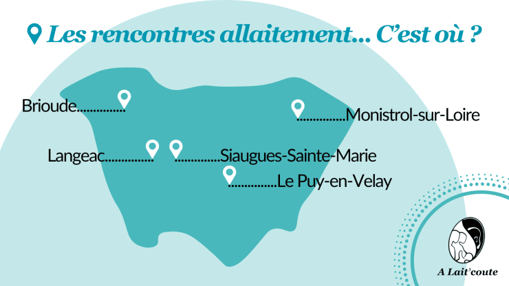 Carte des lieux des rencontres allaitement en Haute-Loire 43